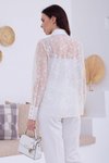 Ekru Dantelli Broşlu Bluz