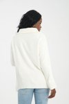 Ekru Fermuarlı Premium Oversize Triko Kazak