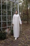 Ekru Kolu Saç Örgülü Elbise