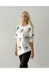 Ekru Kurdela Detay Oversize Tshirt