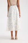 Ekru Uzun Çiçek Desen Astarlı Etek