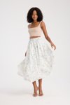Ekru Uzun Çiçek Desen Astarlı Etek