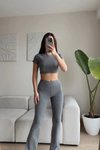 Füme Basic Tayt Crop İkili Takım