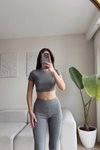 Füme Basic Tayt Crop İkili Takım