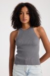 Smoked Ribbed Halter Neck Crop Knit