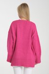 Fuşya Oversize Basic Uzun Kazak