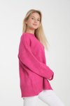 Fuşya Oversize Basic Uzun Kazak
