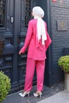 Fuşya Pelerin Detaylı İkili Tesettür Takım
