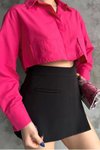 Fuşya Poplin Crop Gömlek