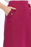 Fuşya Uzun Cep Detaylı Mevsimlik Poli Viskon Kalem Etek