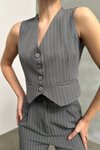 Gri Astarlı Çizgili Dabıl Yelek
