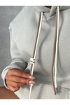 Gri Bağcık Detay Oversize Sweatshirt
