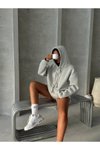 Gri Bağcık Detay Oversize Sweatshirt
