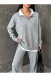 Gri Gömlek Yaka Triko İkili Takım