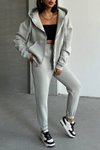 Gri Kapüşonlu Oversize Alt Üst Eşofman Takım