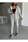 Gri Kapüşonlu Oversize Alt Üst Eşofman Takım
