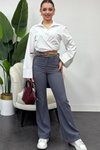 Gri Krep Kumaş Klasik Model Pantolon