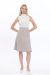 Gri Midi Dokuma Kloş Etek