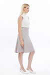 Gri Midi Dokuma Kloş Etek