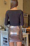 Gri Mini Shıny Etek