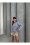 Gri Modal Kumaş Fermuarlı Bomber Sweatshirt