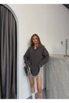 Gri Modal Kumaş Oversize Gömlek