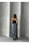 Gri Uzun Kraşlı Etek