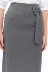 Gri Uzun Mevsimlik Fiyonk Detaylı Kalem Etek