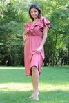 Rose Dusk Midi Ruffle Collar and Sleeves Tie Detail Ayrobin Dress
