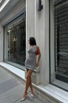 Gümüş Mini Bonita Shimmer Drape Elbise