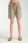 Haki Beli Kemerli Keten Karış ım Şort
