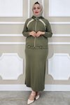 Haki Kombinli İkili Tesettür Takım