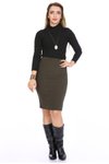 Haki Midi Velvet Pencil Skirt