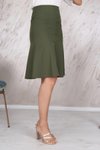 Haki Midi Mevsimlik Parçalı Kloş Etek