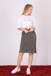 Khaki Midi Pleated Skirt