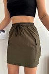 Haki Mini Kargo Cep İnce Paraşüt Etek