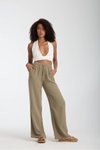 Haki Müslin Oversize Palazzo Pantolon