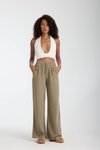Haki Müslin Oversize Palazzo Pantolon