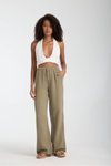 Haki Müslin Oversize Palazzo Pantolon