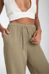 Haki Müslin Oversize Palazzo Pantolon