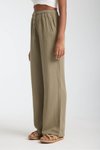 Haki Müslin Oversize Palazzo Pantolon