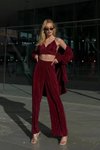 Hollywood Red Globe Detail Pleated Two-Piece Set