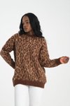Beige Leopard Pattern Long Sweater