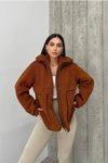 Kahve Detaylı Buklet Oversize Ceket