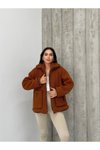 Kahve Detaylı Buklet Oversize Ceket