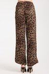 Kahve Leopar Desenli Saten Pantolon