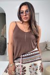 Kahve Modal Kumaş İnce Askılı Atlet