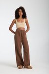Kahve Müslin Oversize Palazzo Pantolon