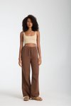 Kahve Müslin Oversize Palazzo Pantolon