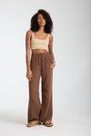 Kahve Müslin Oversize Palazzo Pantolon
